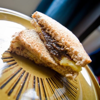 cheddar and apple butter sandwich